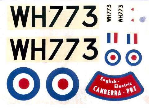 Декаль FROG 323P English Electric Canberra PR.7, IMA, 1964